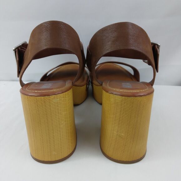 MIA Nira Open Toe Platform Sandal Brown Faux Wood Heel Boho Y2K Womens Size 8.5 - Picture 5 of 10